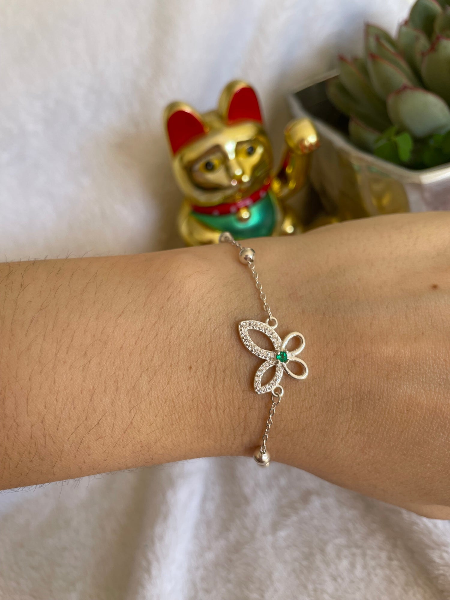 Pulseras en plata y esmeralda